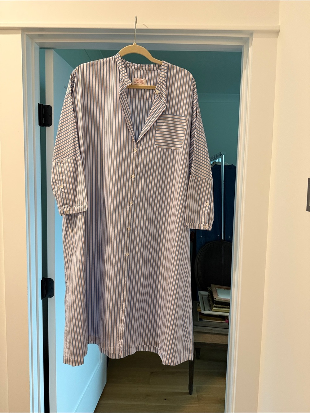 Gallego Desportes blue red and white striped Button-Up Shirt Dress